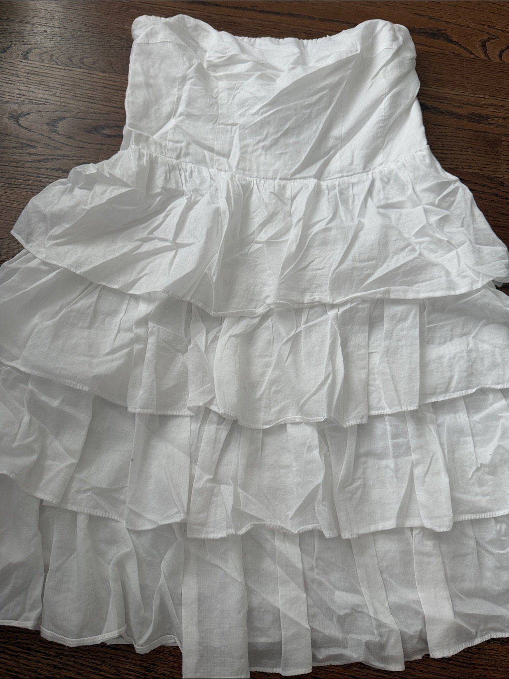 Express White Tiered Ruffle Strapless Dress Sz 6